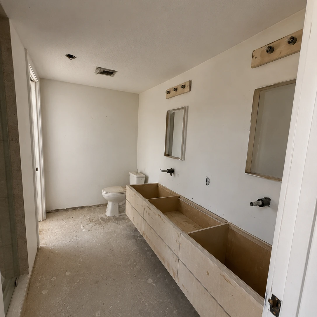 Kitchen & bathroom before